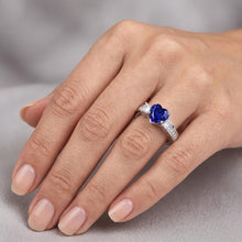 3 Stone Style Heart Sapphire Ring Princess & Round Natural Earth Mined Diamonds 3 Carats