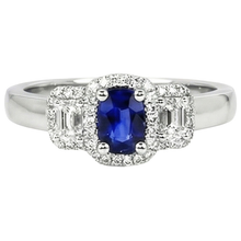 3 Stone Style Natural Earth Mined Diamond And Sapphire Ring
