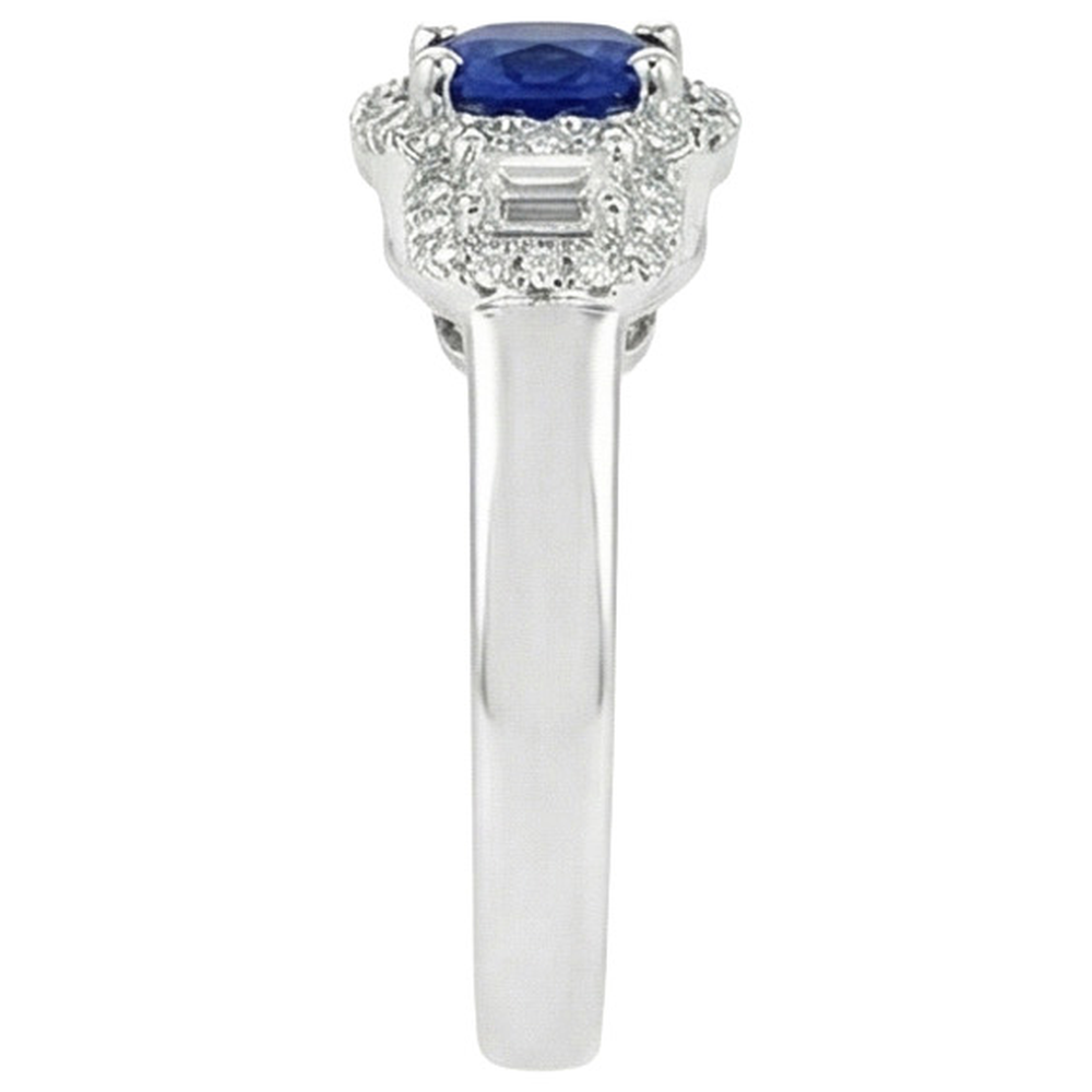 3 Stone Style Natural Earth Mined Diamond And Sapphire Ring