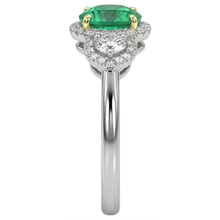 Round Cut Fine Emerald ring in Two-Tone 14K Gold – profile view