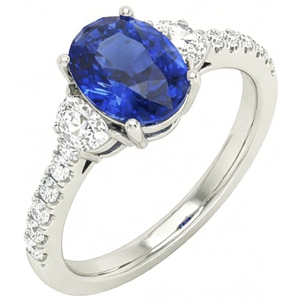 natural round sapphire 6.75ct ring side angle