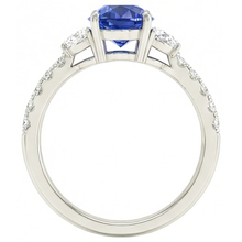 natural round sapphire 6.75ct ring profile view