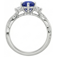 natural round sapphire 6ct ring on white background