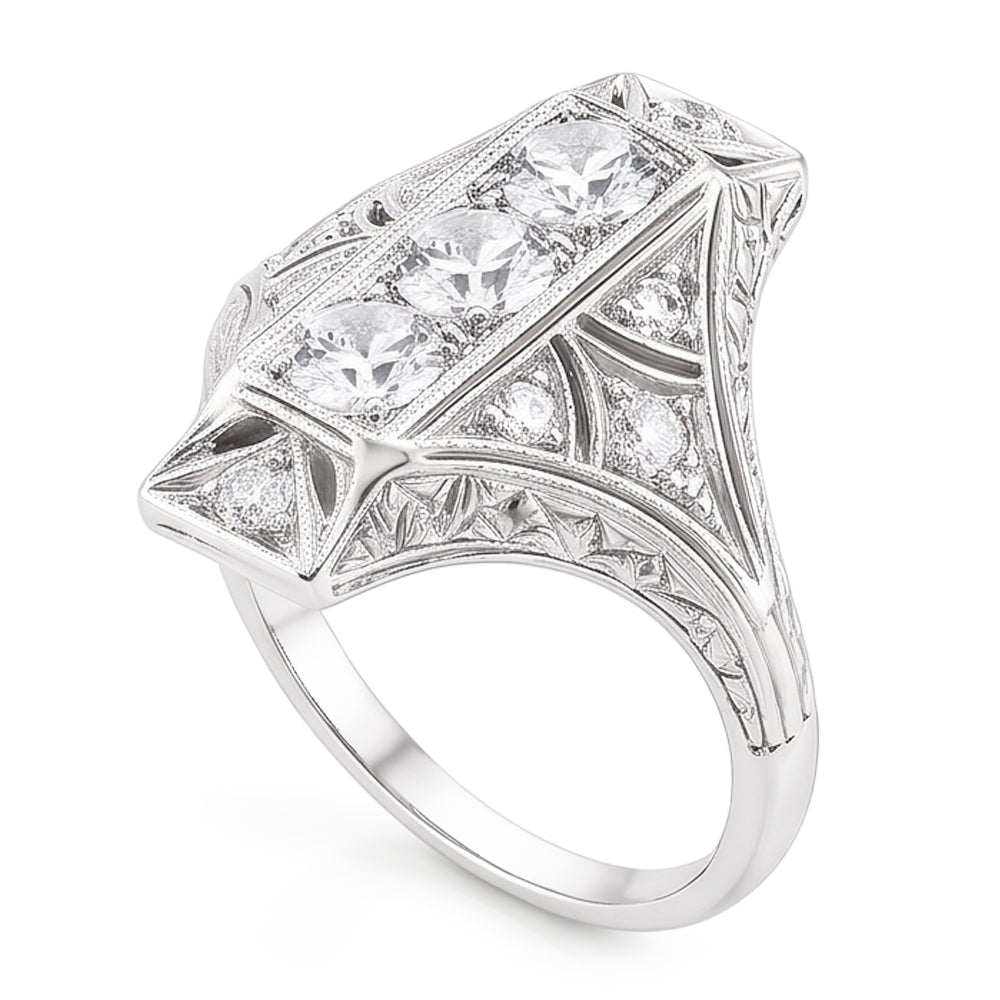 3 Stone Style Round Old Miner Genuine Natural Earth Mined Diamond Ring 4 Carats Milgrain Shank