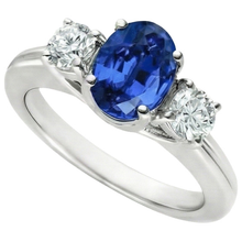 3 Stone Style Sri Lankan Sapphire With Natural Earth Mined DIAMOND ( NOT LAB GROWN )s Ring 3 Carats WG 14K