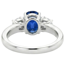 3 Stone Style Sri Lankan Sapphire With Natural Earth Mined DIAMOND ( NOT LAB GROWN )s Ring 3 Carats WG 14K