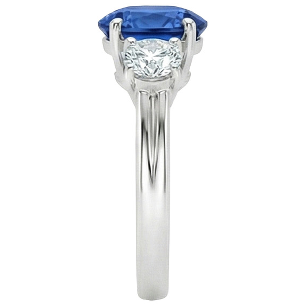 3 Stone Style Sri Lankan Sapphire With Natural Earth Mined DIAMOND ( NOT LAB GROWN )s Ring 3 Carats WG 14K