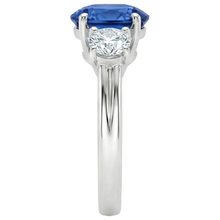 3 Stone Style Sri Lankan Sapphire With Natural Earth Mined DIAMOND ( NOT LAB GROWN )s Ring 3 Carats WG 14K