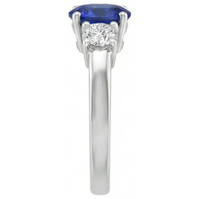 3 Stone Tanzanite And Natural Earth Mined Diamonds 5.50 Carats Wedding Ring Gold 14K