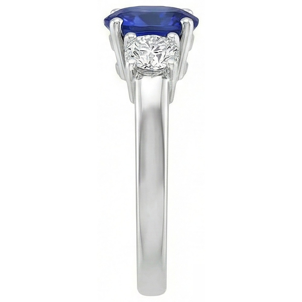 3 Stone Tanzanite And Natural Earth Mined Diamonds 5.50 Carats Wedding Ring Gold 14K