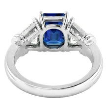 3 Stone Trilliant Natural Earth Mined Diamond Ring 1.50 Carats Radiant Gold Sapphire 14K