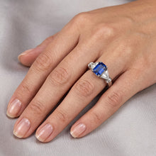 3 Stone Trilliant Natural Earth Mined Diamond Ring 1.50 Carats Radiant Gold Sapphire 14K