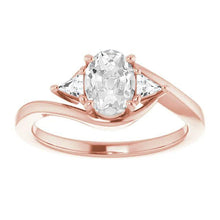 3 Stone Trillion & Oval Old Cut Genuine Diamond Ring Prong Set 4 Carats