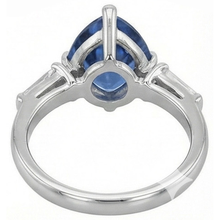 3 Stone Trillion Sapphire Ring Tapered Baguette Natural Earth Mined Diamonds 4.50 Carats