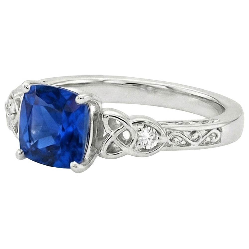 natural round sapphire 2.50ct ring top view