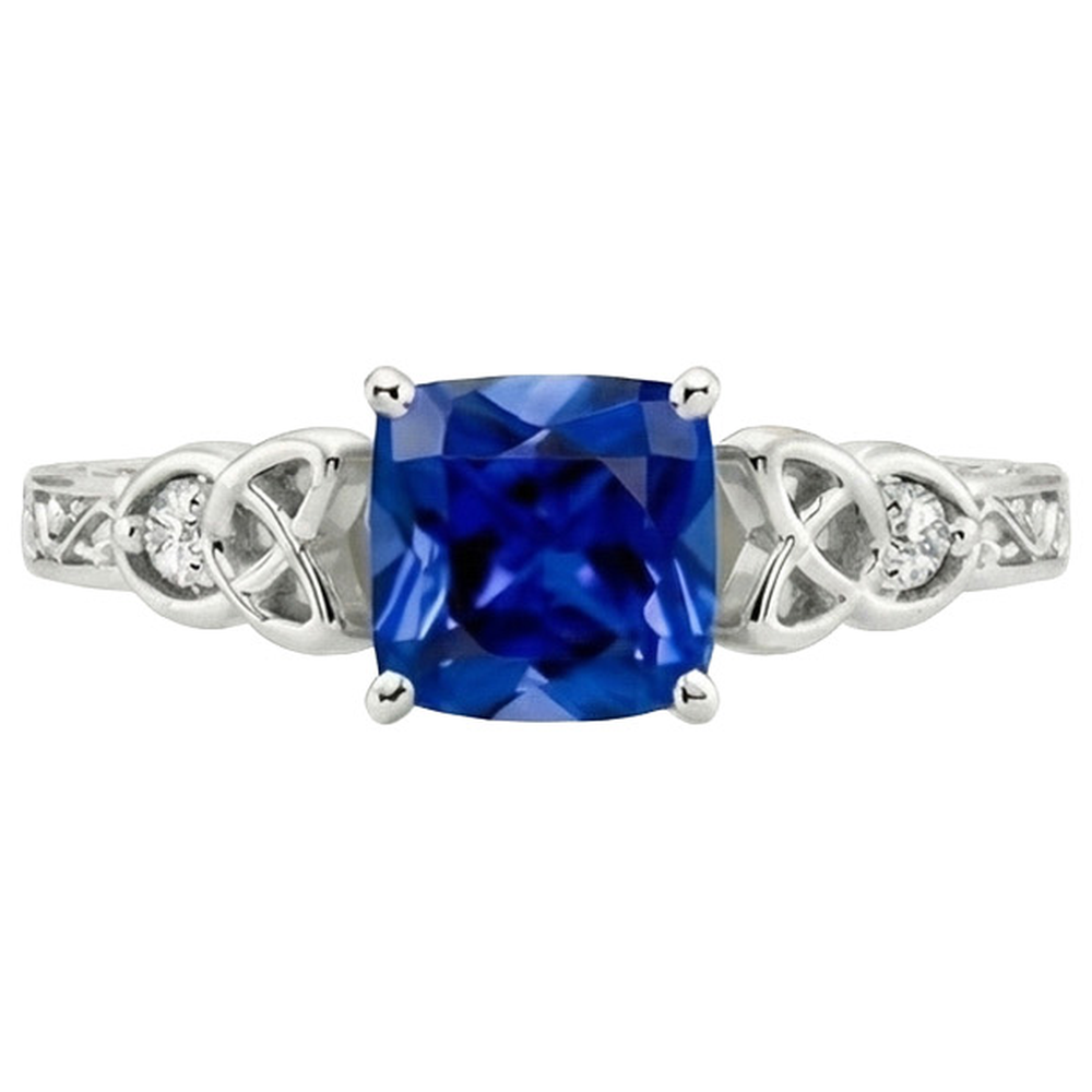 natural round sapphire 2.50ct ring profile view