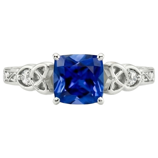 natural round sapphire 2.50ct ring profile view