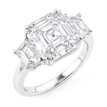 3 Stone Wedding Ring Asscher & Trapezoid Natural Earth Mined Diamonds 7.50 Carats 14K Gold