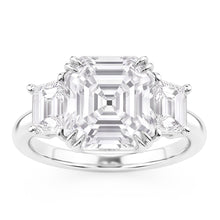 3 Stone Wedding Ring Asscher & Trapezoid Natural Earth Mined Diamonds 7.50 Carats 14K Gold
