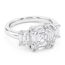 3 Stone Wedding Ring Asscher & Trapezoid Natural Earth Mined Diamonds 7.50 Carats 14K Gold