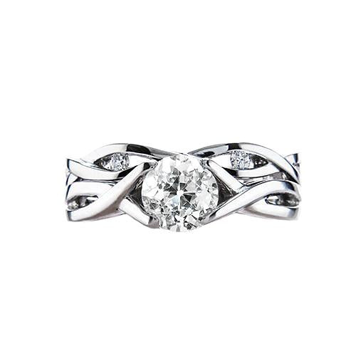 3 Stone Wedding Ring Old Miner Genuine Diamond Infinity Style 1.25 Carats