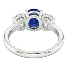 3 Stone Wedding Ring Oval Sapphire 2.50 Carats Tapered Shank Natural Earth Mined Diamonds