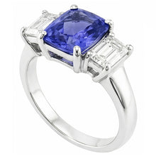 3 Stone Wedding Ring Radiant Sapphire & Emerald Natural Earth Mined Diamonds 3.50 Carats