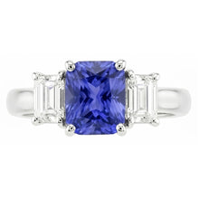 3 Stone Wedding Ring Radiant Sapphire & Emerald Natural Earth Mined Diamonds 3.50 Carats