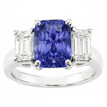 3 Stone Wedding Ring Radiant Sapphire & Emerald Natural Earth Mined Diamonds 3.50 Carats