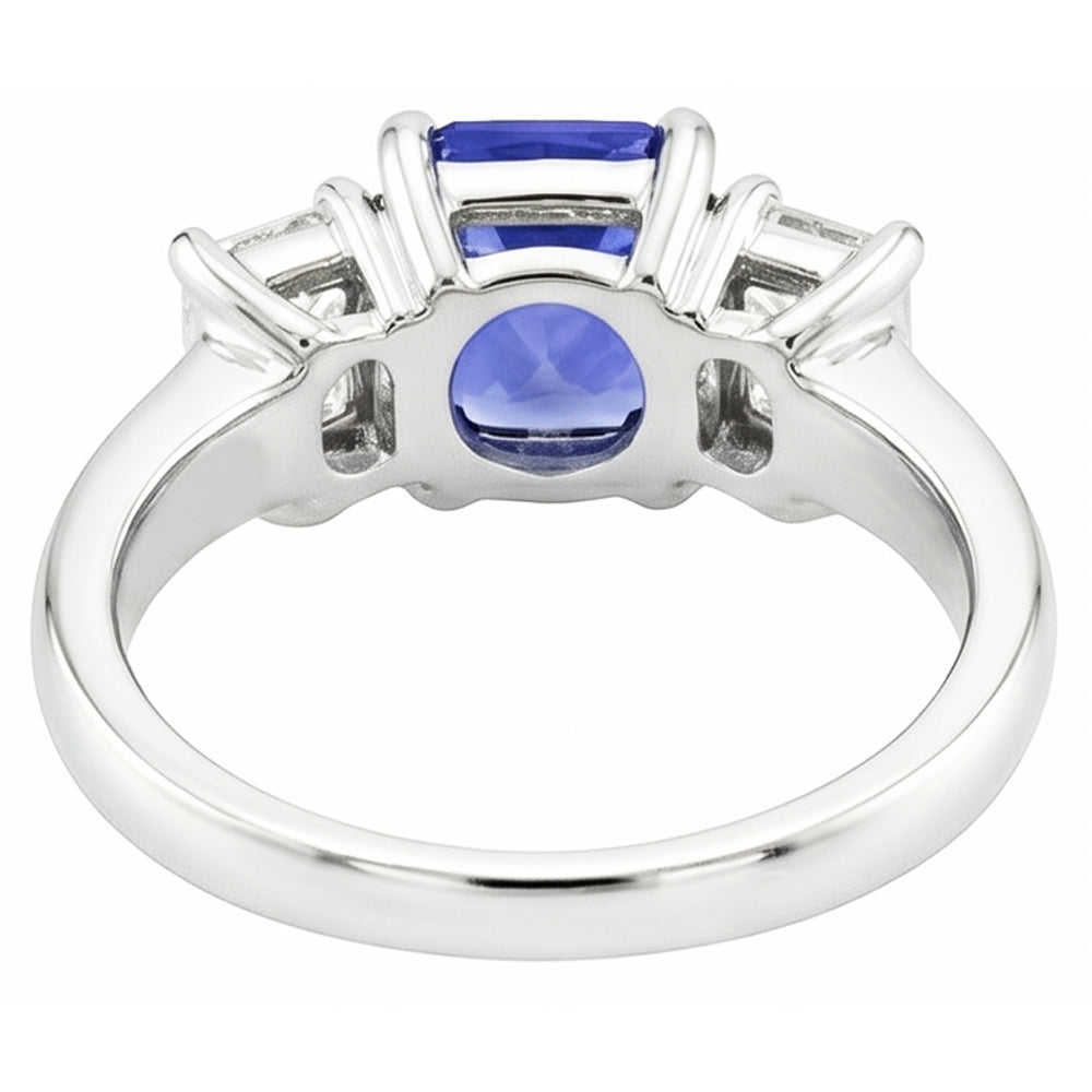 3 Stone Wedding Ring Radiant Sapphire & Emerald Natural Earth Mined Diamonds 3.50 Carats