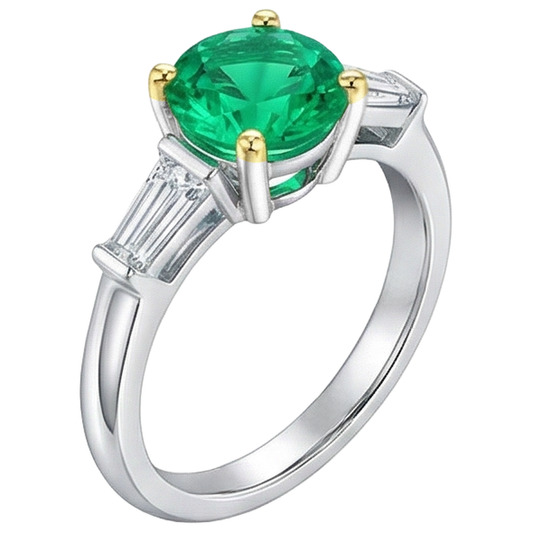 Brilliant Colombian Emerald Precious Stone Ring 2 ct – front view