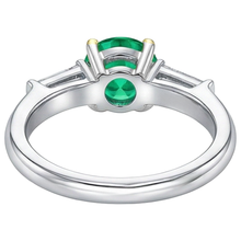 Colombian Emerald Precious Stone Ring 2-ct 14K Two Tone Gold – top view