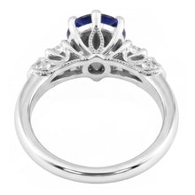 3 Stones Ring Antique Style Pear Ceylon Sapphire & Natural Earth Mined DIAMOND ( NOT LAB GROWN )s 2 Carats