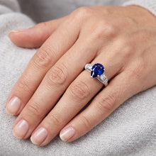 3 Stones Ring Antique Style Pear Ceylon Sapphire & Natural Earth Mined DIAMOND ( NOT LAB GROWN )s 2 Carats