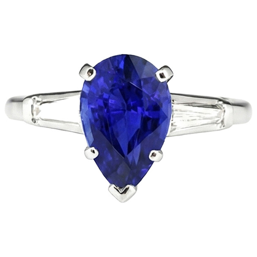 natural pear sapphire 4.50ct ring profile view