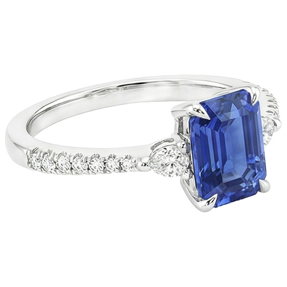 natural emerald sapphire 4.50ct ring profile view