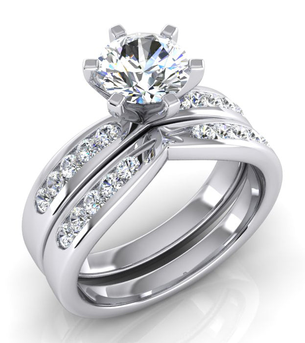 3.25 Carat Genuine Diamond Engagement Ring Set White Gold 14K