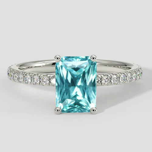 3.25 Engagement Ring Cushion Cut Paraiba Ring