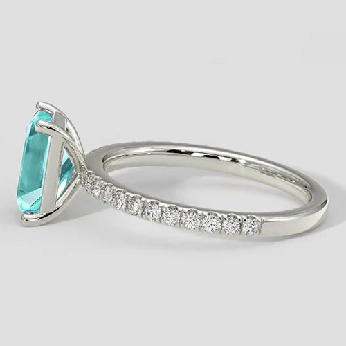 3.25 Engagement Ring Cushion Cut Paraiba Ring