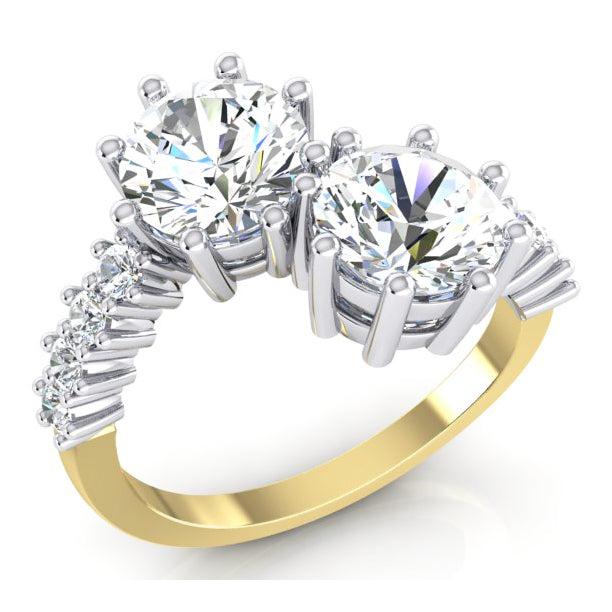 3.30 Ct. Round Cut Two-Stone Diamond Ring in White Gold 14K