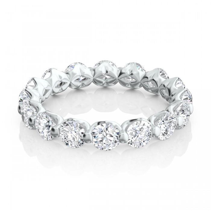 3.50 Carats Round Real Natural Earth Mined Diamond Engagement Band White Gold Jewellery