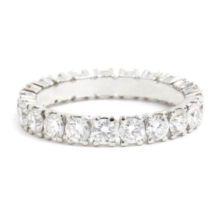 3.50 Carats Round Sparkling Genuine Natural Earth Mined Diamond Eternity Band White Gold 14K