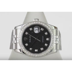 3.5 Ct Custom Natural Earth Mined Diamond Dial Bezel Concealed Clasp Datejust Rolex Men Watch Ss & Gold