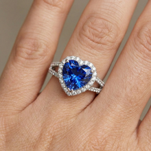 3.60 Carats Ceylon Blue Sapphire Natural Earth Mined Diamond Ring White Gold 14K