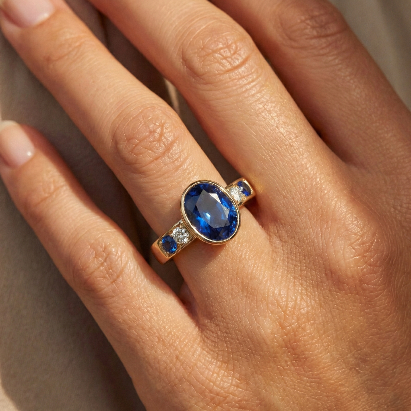 3.61 Ct. Ring Yellow Gold Big Oval Center Gemstone Ring