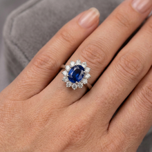 3.70 Carats Ceylon Sapphire Natural Earth Mined Diamond Engagement Ring White Gold 14K
