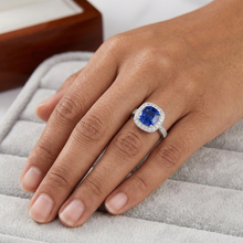 3.70 Ct Ceylon Blue Sapphire Natural Earth Mined DIAMOND ( NOT LAB GROWN ) Ring White Gold 14K