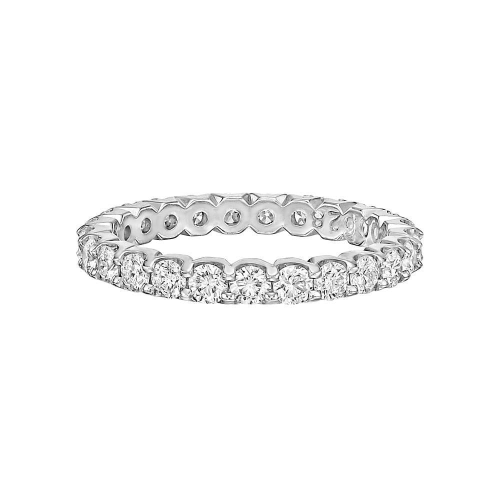 3.75 Carats Round Cut Natural Earth Mined Diamonds Lady Band White Gold 14K