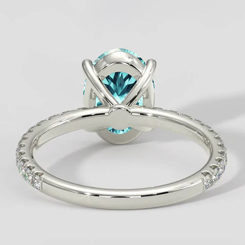 3.75ct Oval Bluish Paraiba Ring with Diamond Band