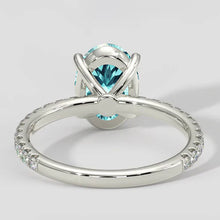 3.75ct Oval Bluish Paraiba Ring with Diamond Band
